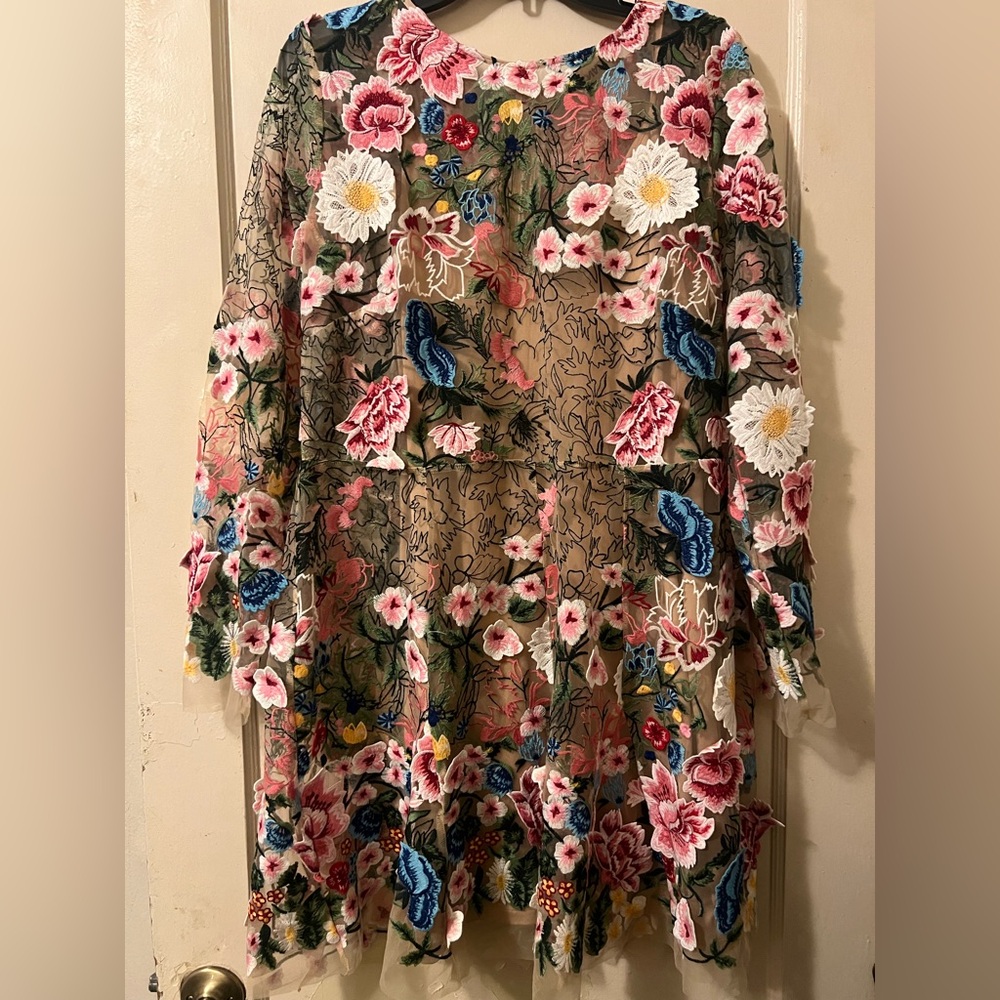 Fashion Nova Luxe Floral Embroidered Dress NWT SZ 1x